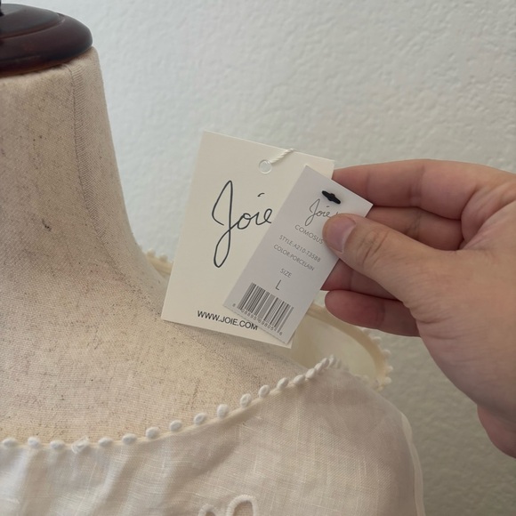 Joie Comosus ivory eyelet linen top in porcelain NWT Size Large - Picture 5 of 10